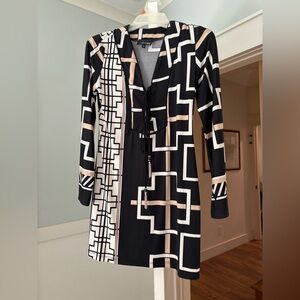 Analili Black and White Geometric Mini Dress